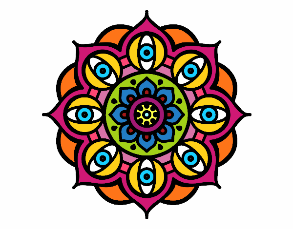 Dibujo Mandala ojos abiertos pintado por FreeSpirit