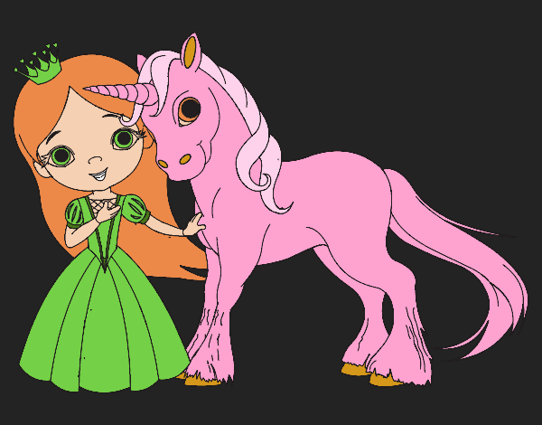 Dibujo Princesa y unicornio pintado por amalia