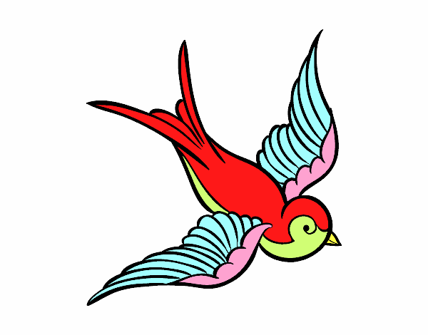 Dibujo Tatuaje de pájaro pintado por dominick06