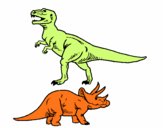 Dibujo Triceratops y tiranosaurios rex pintado por dominick06