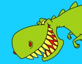 Dibujo Dinosaurio de dientes afilados pintado por yord