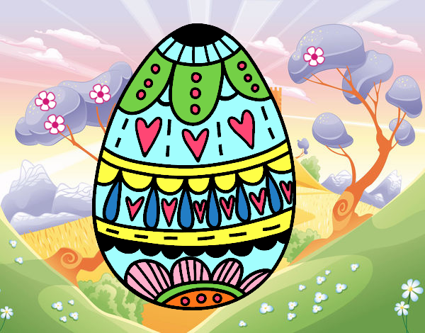 Dibujo Huevo de Pascua con corazones pintado por kasaneblue