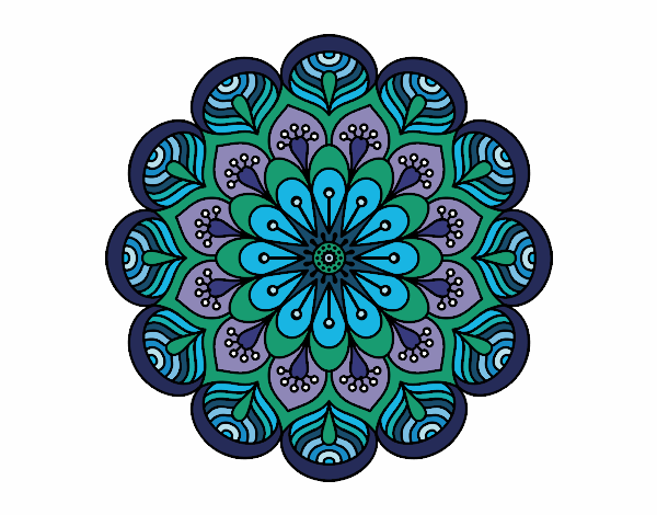 Dibujo Mandala flor y hojas pintado por Vucky