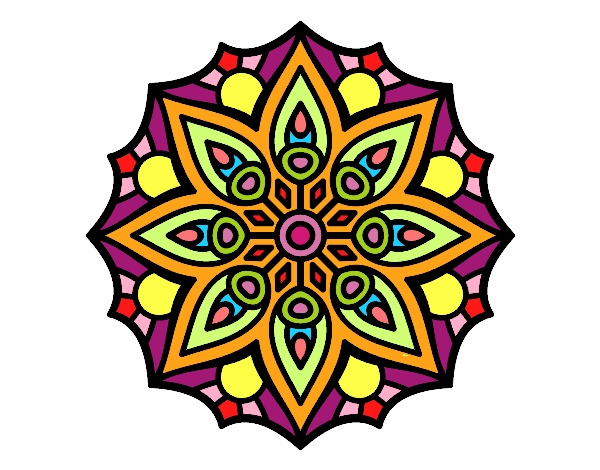 Dibujo Mandala simetría sencilla pintado por isa3