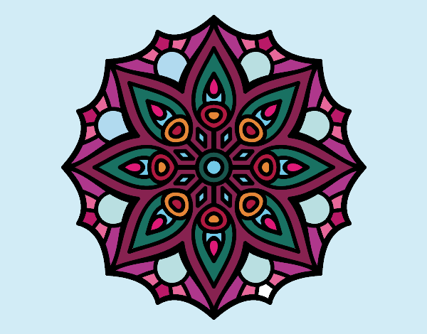 Dibujo Mandala simetría sencilla pintado por Devi