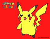 Dibujo Pikachu saludando pintado por yord