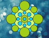 Dibujo Mandala con redondas pintado por estrellado