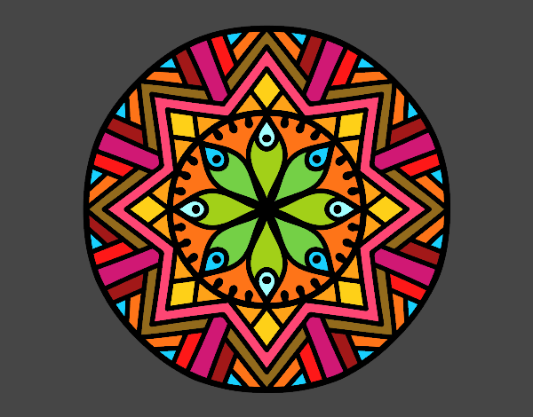 Dibujo Mandala flor de bambú pintado por blanca