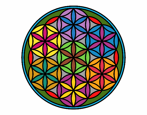 Dibujo Mandala flor de vida pintado por aguagrande