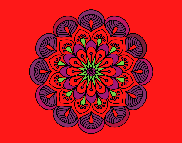 Dibujo Mandala flor y hojas pintado por amalia