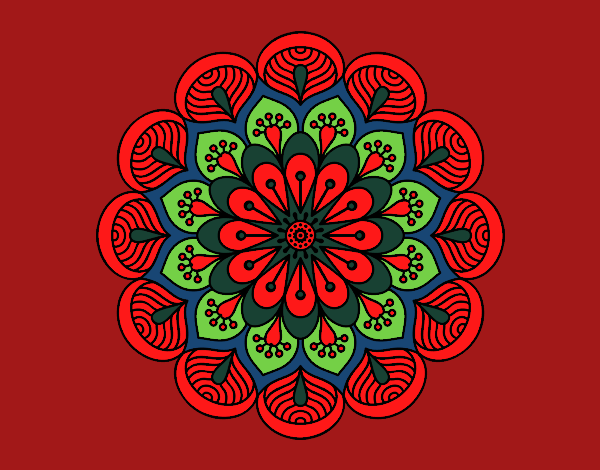 Dibujo Mandala flor y hojas pintado por amalia