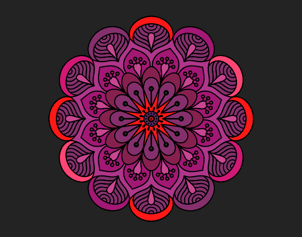 Dibujo Mandala flor y hojas pintado por amalia