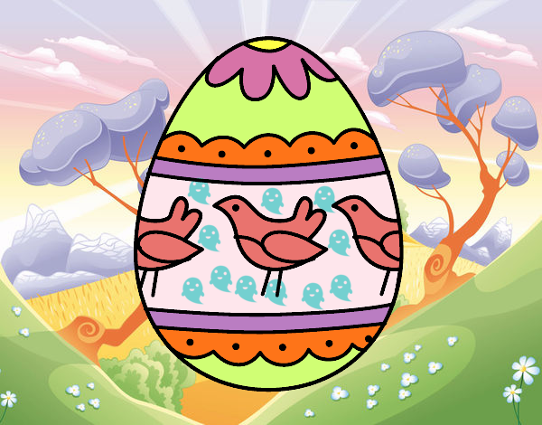 Dibujo Huevo de Pascua con pájaros pintado por More2019