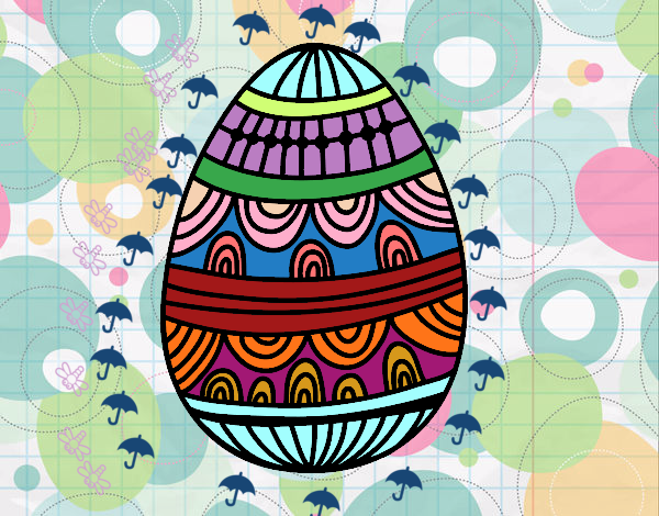 Dibujo Huevo de Pascua estampado con ondas pintado por More2019