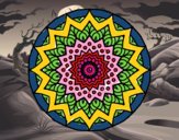 Dibujo Mandala creciente pintado por estrellado