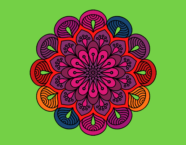 Dibujo Mandala flor y hojas pintado por amalia