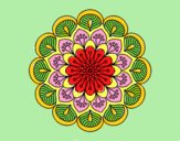 Dibujo Mandala flor y hojas pintado por estrellado