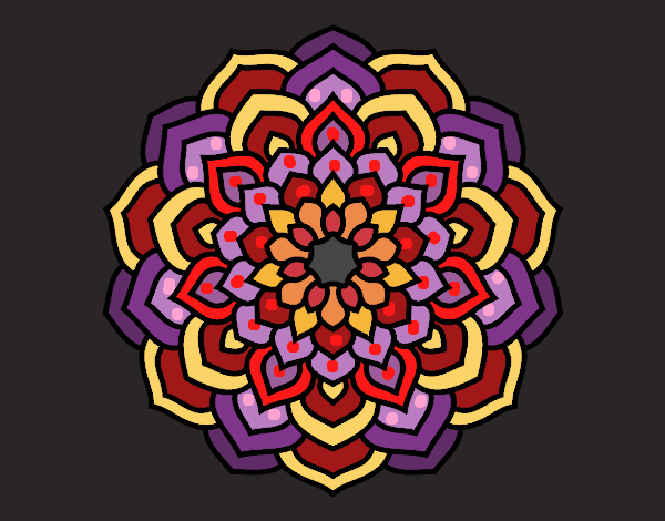 Dibujo Mandala pétalos de flor pintado por blanca