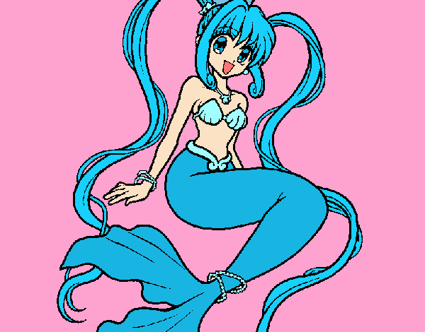 Dibujo Sirena con perlas pintado por rossie