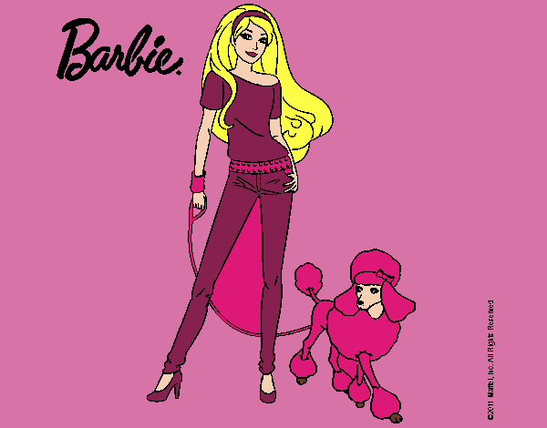 Dibujo Barbie con look moderno pintado por amalia