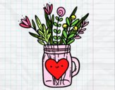 Dibujo Bote con flores silvestres y un corazón pintado por Arjelyz