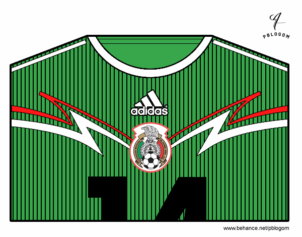 Dibujo Camiseta del mundial de fútbol 2014 de México pintado por TACOS