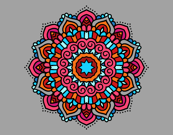 Dibujo Mandala estrella decorada pintado por blanca