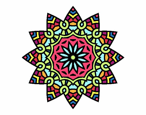 Dibujo Mandala estrella floral pintado por Gloriana