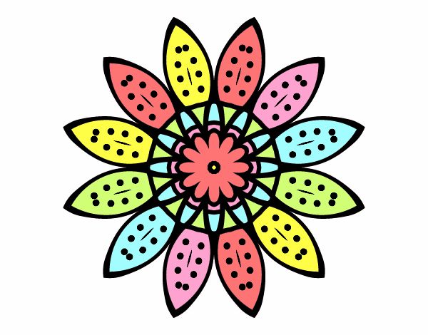 Dibujo Mandala flor con pétalos pintado por Gloriana