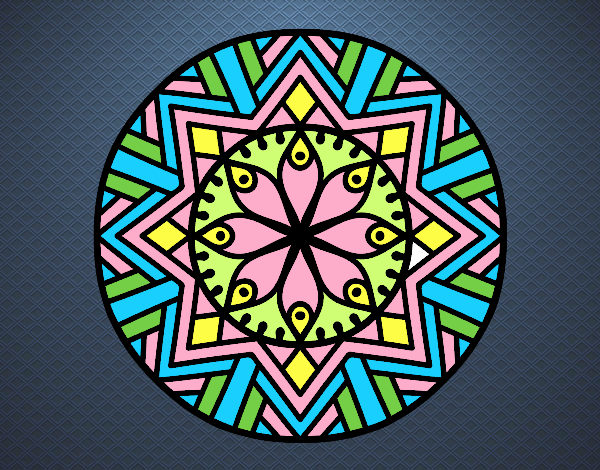 Dibujo Mandala flor de bambú pintado por estrellado