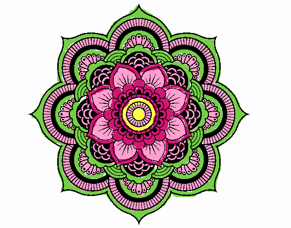 Dibujo Mandala flor oriental pintado por estrellado