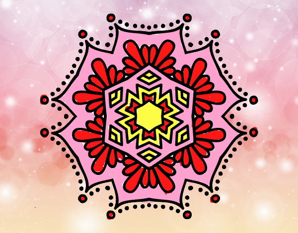 Dibujo Mandala flor simétrica pintado por estrellado