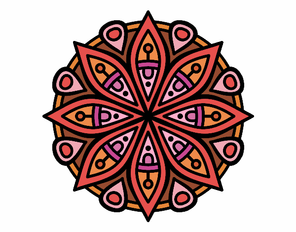 Dibujo Mandala para la concentración pintado por Gloriana