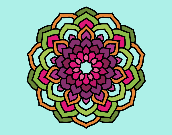 Dibujo Mandala pétalos de flor pintado por blanca