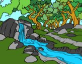 Dibujo Paisaje de bosque con un río pintado por Julia05