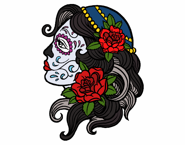 Dibujo Tatuaje de Catrina pintado por majogarza