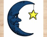 Dibujo Luna y estrella pintado por lasgemelas