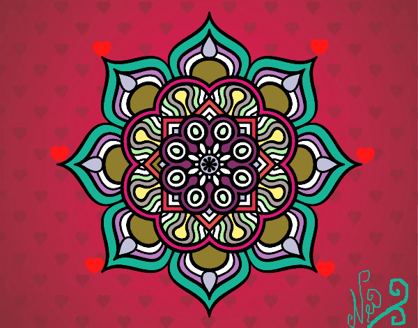 Dibujo Mandala flor de fuego pintado por Neidas