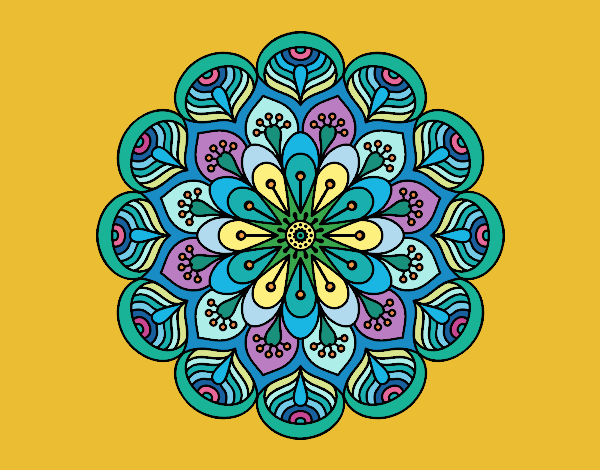 Dibujo Mandala flor y hojas pintado por sandrasobi