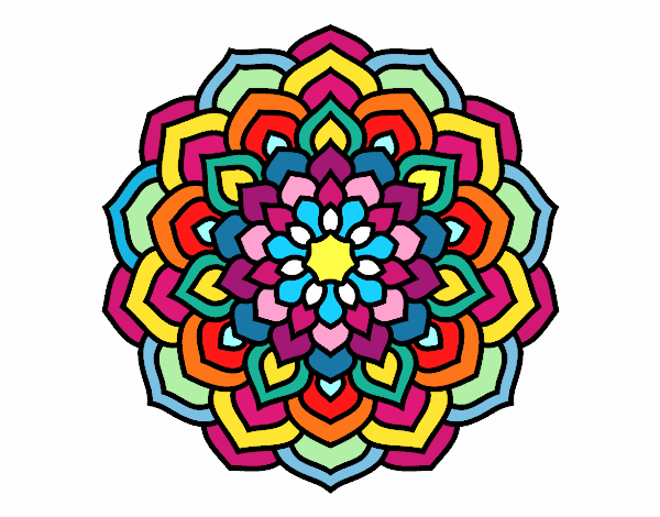 Dibujo Mandala pétalos de flor pintado por oprah