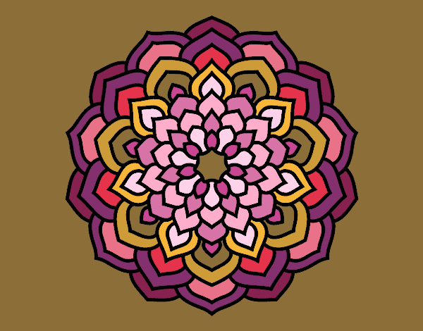 Dibujo Mandala pétalos de flor pintado por blanca