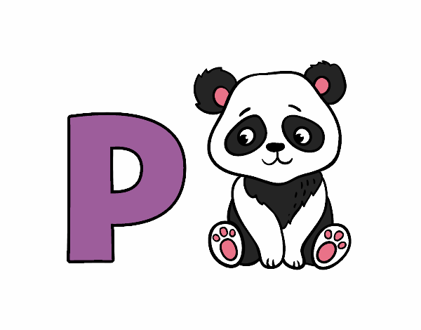 Dibujo P de Panda pintado por oprah