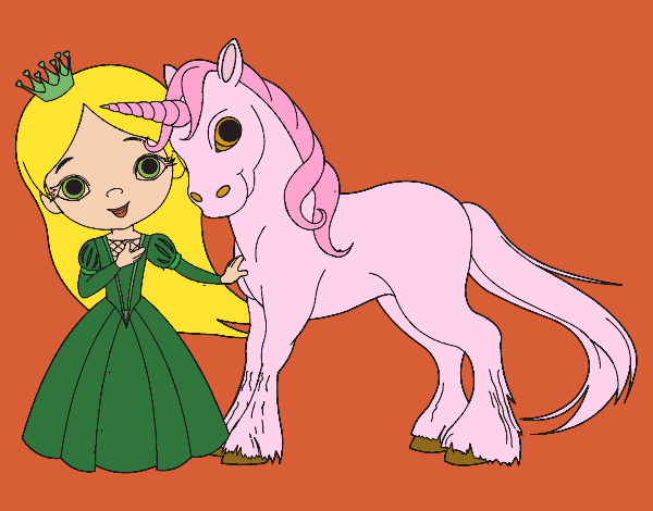 Dibujo Princesa y unicornio pintado por amalia