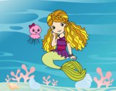 Dibujo Sirena y medusa pintado por oprah
