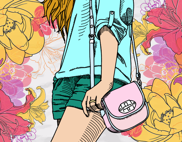 Dibujo Chica con bolso pintado por Vane124