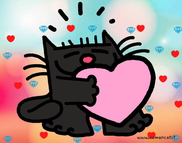 Dibujo El gato y el corazón pintado por teuQihcoX