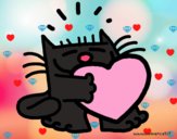 Dibujo El gato y el corazón pintado por teuQihcoX