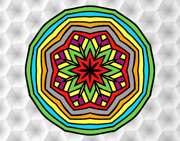 Dibujo Mandala cenital pintado por estrellado