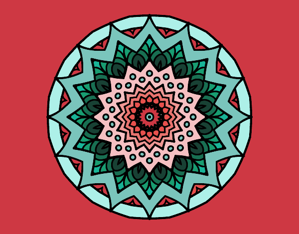 Dibujo Mandala creciente pintado por blanca