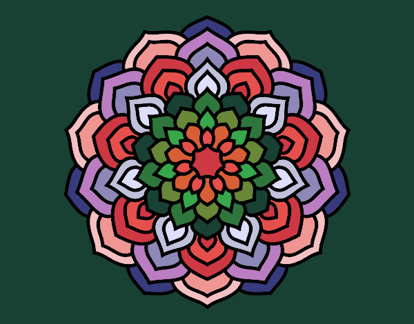 Dibujo Mandala pétalos de flor pintado por blanca